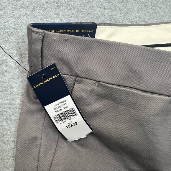 Polo Ralph Lauren Pants Mens 40x32 Light Gray Stretch Classic Fit Flat Front NWT - Picture 11 of 13